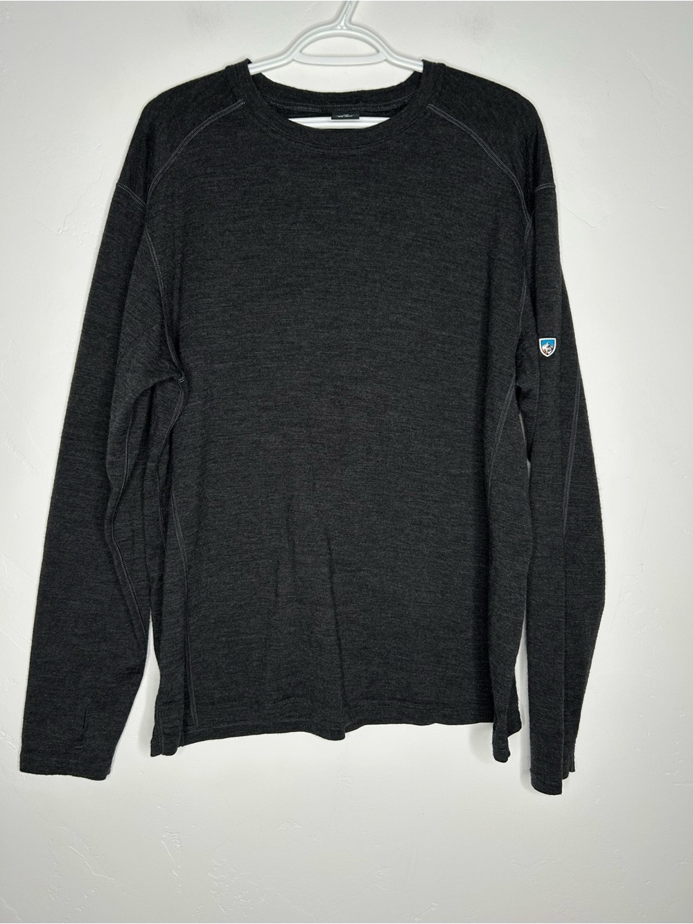 Kuhl Long Sleeve Crewneck 100% Merino Wool Baselayer Charcoal Size XL Outdoors